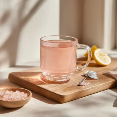 gelatin weight loss trick drink in glass mug on kitchen counter