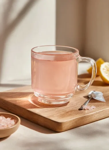 gelatin weight loss trick drink in glass mug on kitchen counter