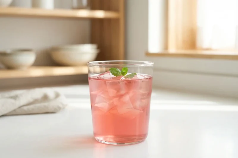 Korean gelatin trick recipe pink drink in glass